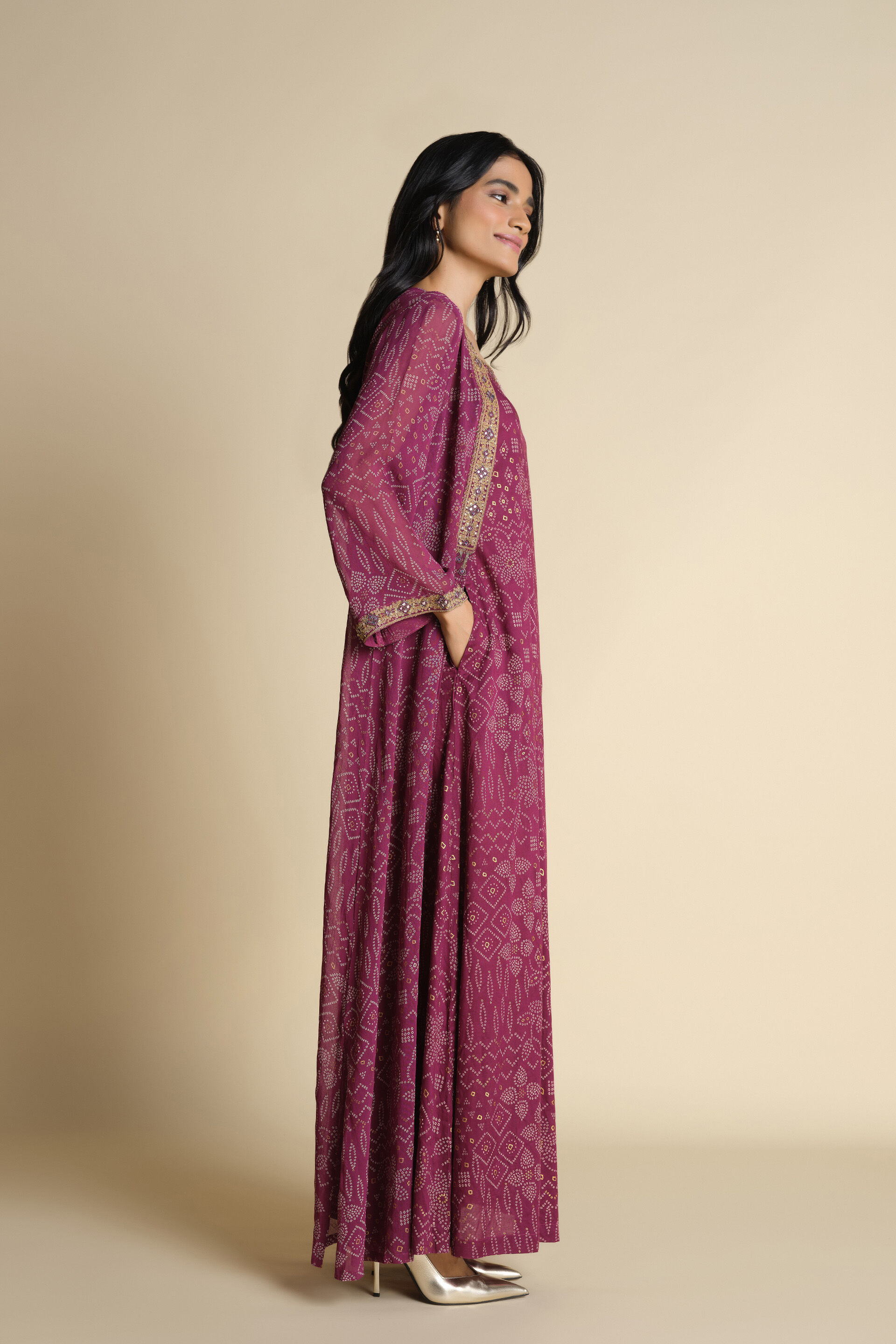 Rang Jamuni Maxi Dress Set, Purple, image 5